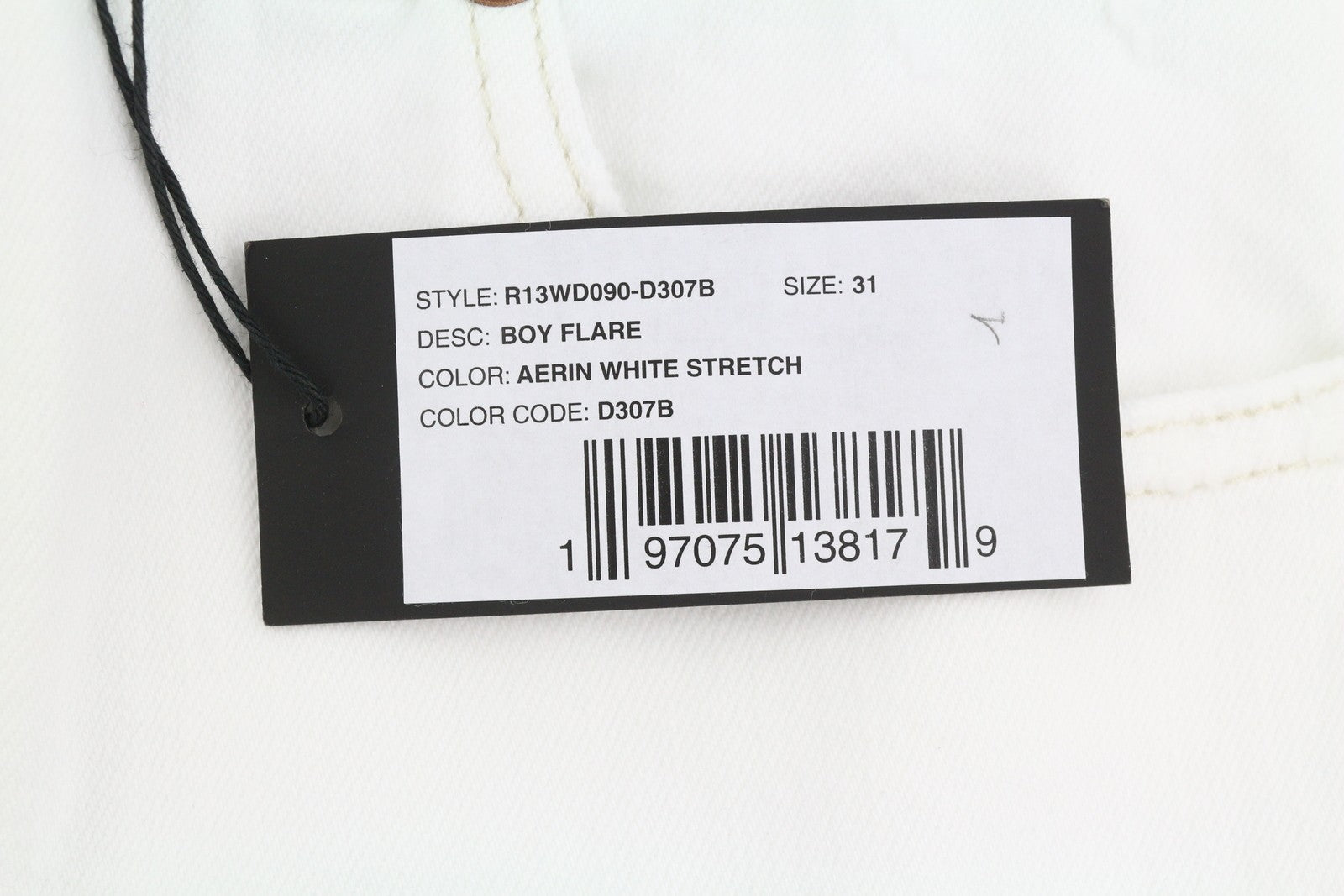 R13 Boy Flare Women Jeans 31 Aerin White Stretch Zip Fly Denim PF25 RRP599