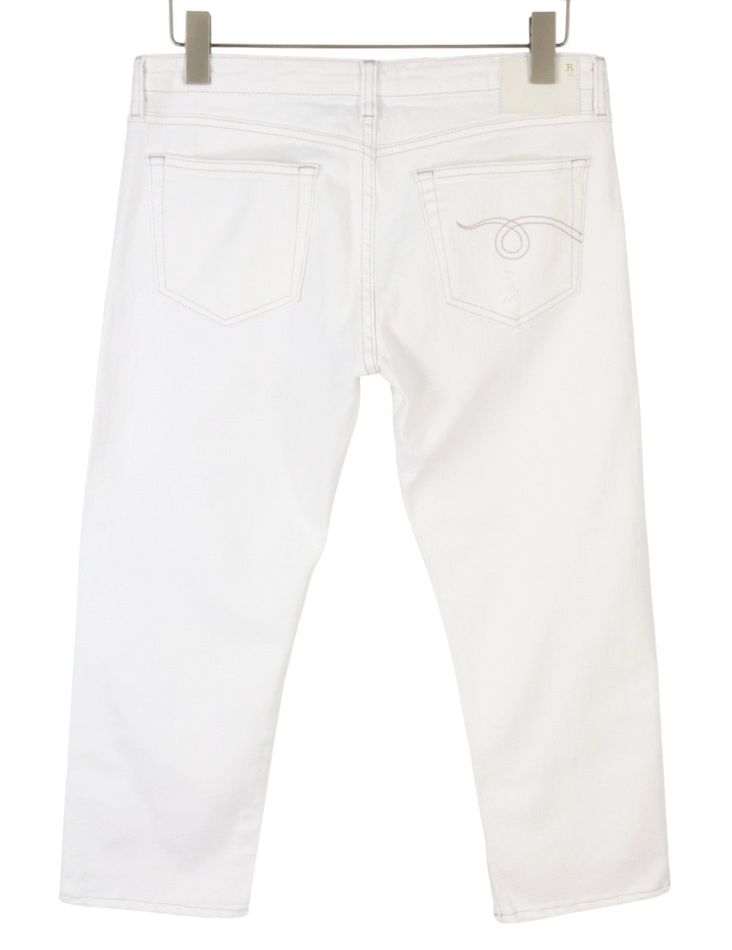 R13 Boy Straight Women Jeans 29 Bale White Cropped Ankle Zip Fly PS25 RRP499