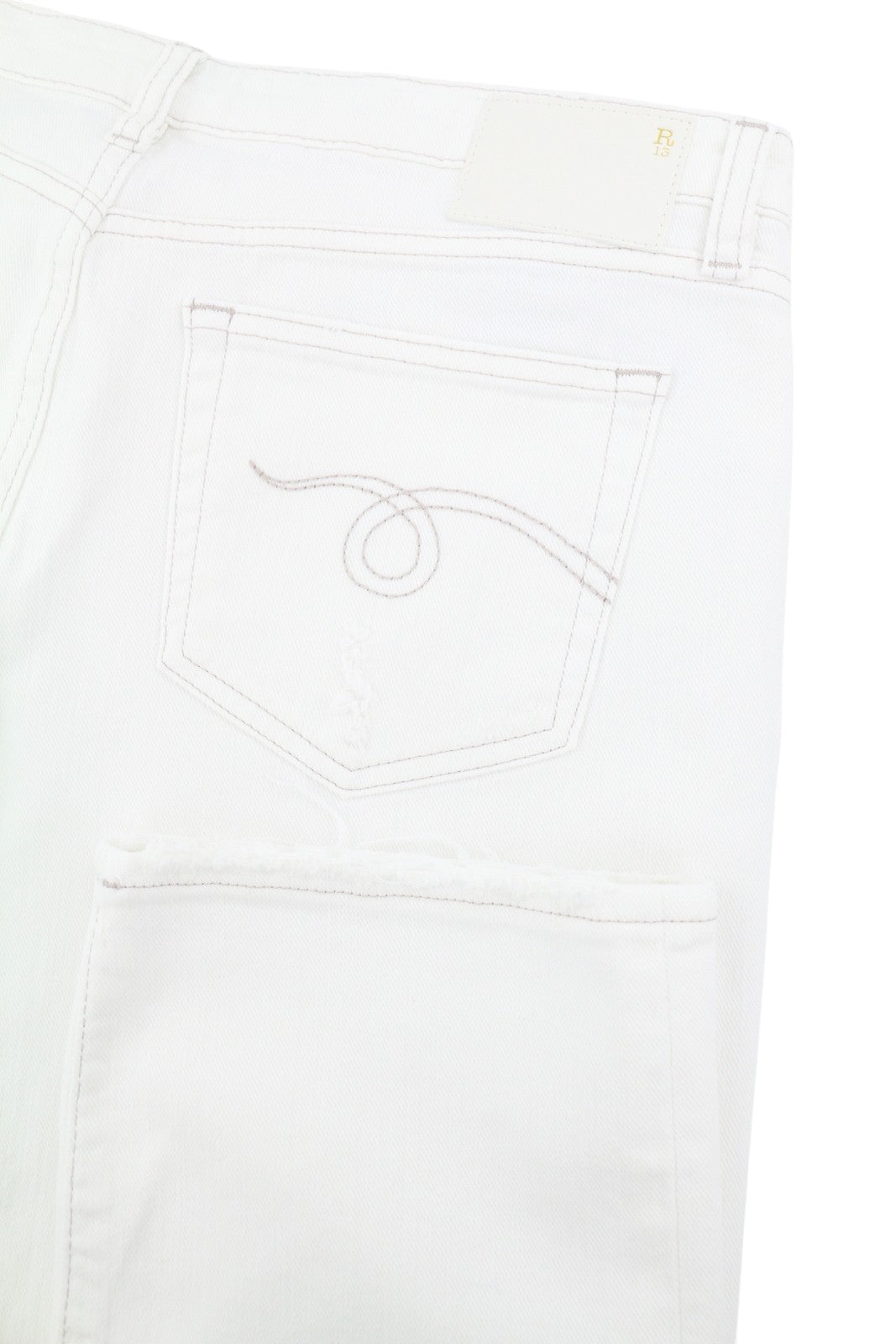 R13 Boy Straight Women Jeans 29 Bale White Cropped Ankle Zip Fly PS25 RRP499