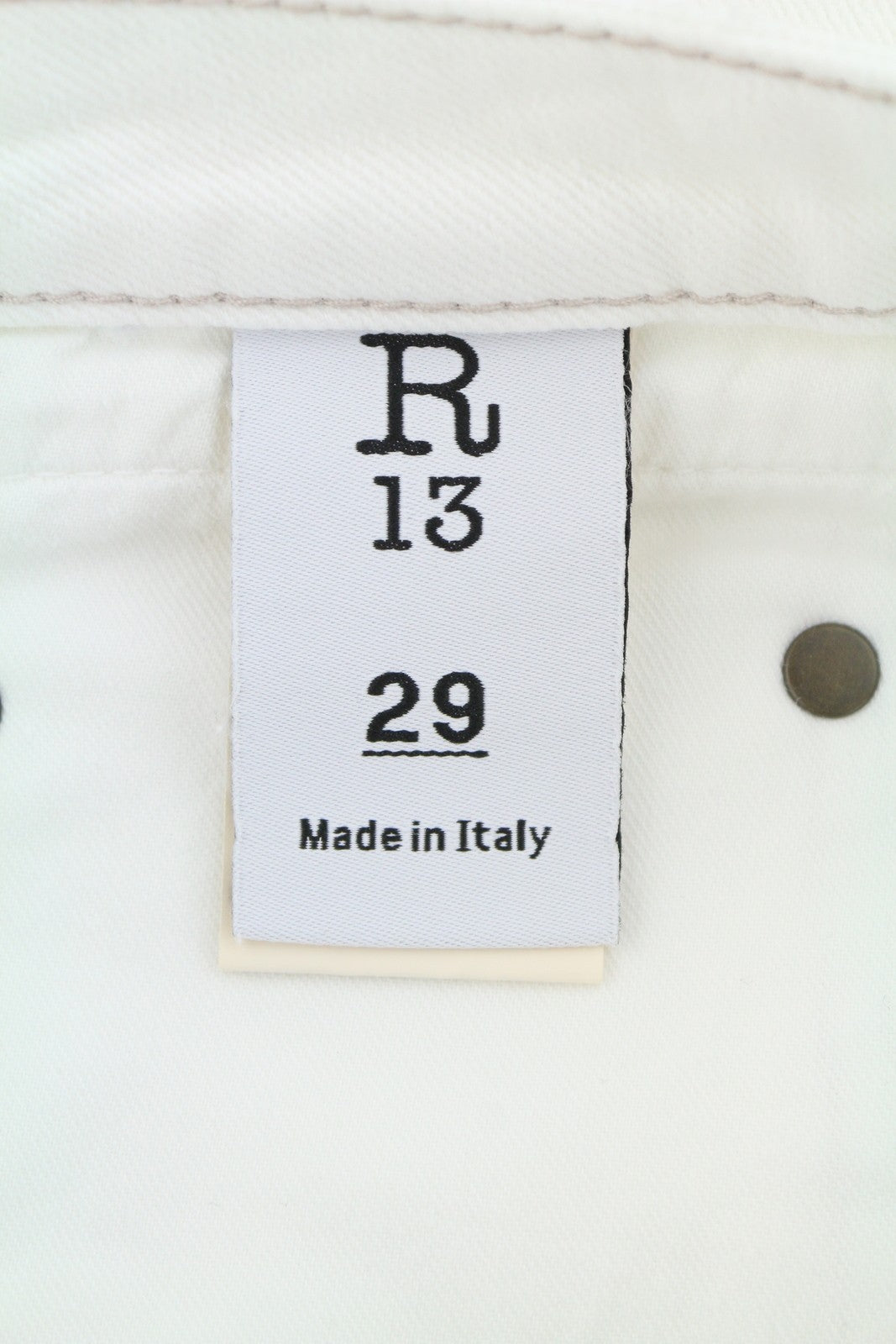 R13 Boy Straight Women Jeans 29 Bale White Cropped Ankle Zip Fly PS25 RRP499