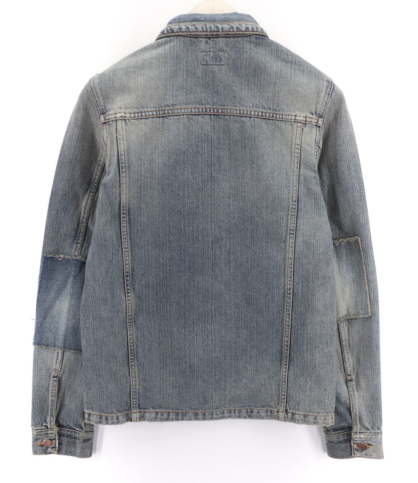 NUDIE JEANS Ronny Patches Men's XS Faded Blue Denim Polo Button Jacket