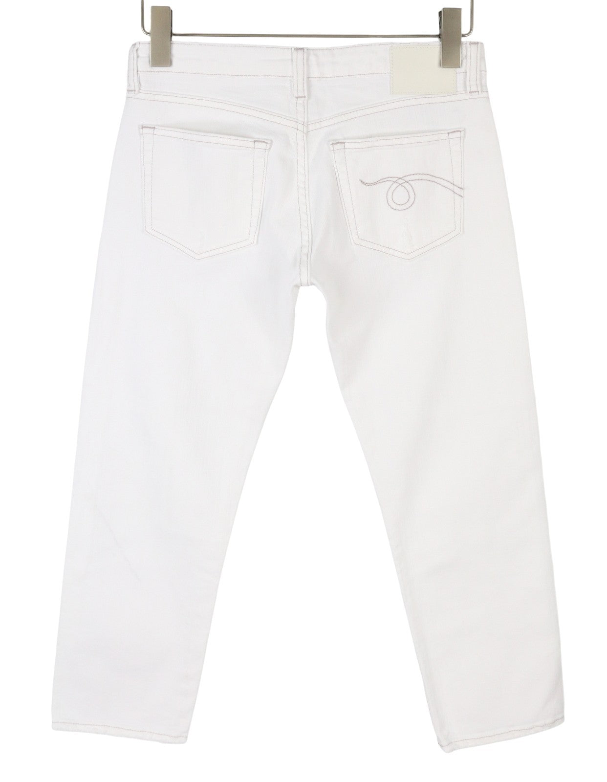 R13 Boy Straight Women Jeans 25 Bale White Cropped Ankle Zip Fly PS25 RRP499
