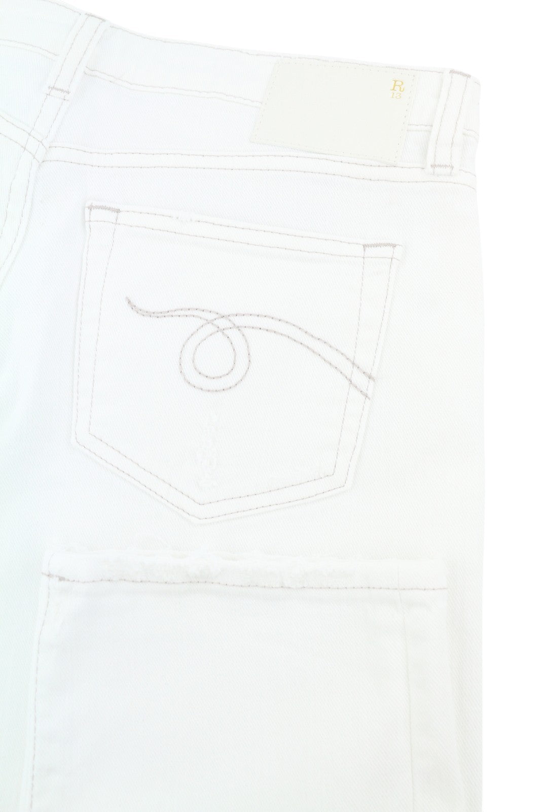 R13 Boy Straight Women Jeans 25 Bale White Cropped Ankle Zip Fly PS25 RRP499