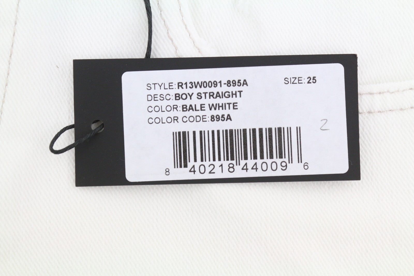 R13 Boy Straight Women Jeans 25 Bale White Cropped Ankle Zip Fly PS25 RRP499