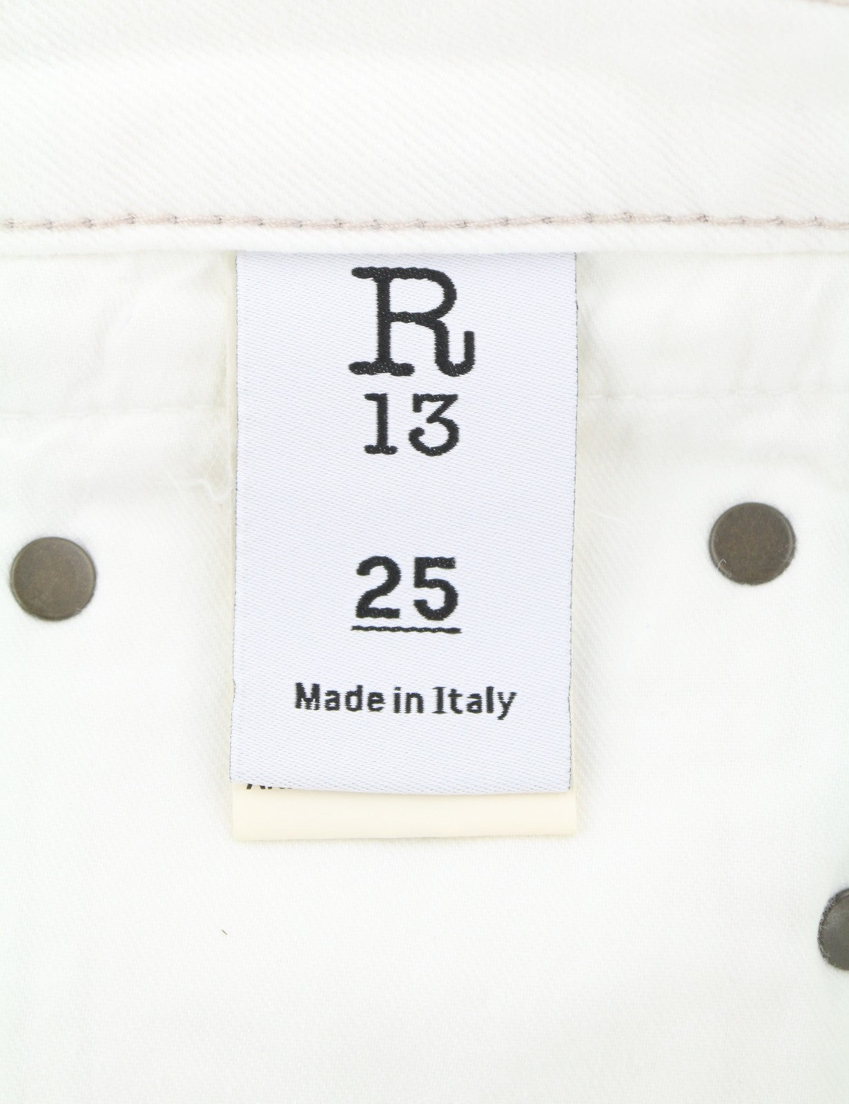 R13 Boy Straight Women Jeans 25 Bale White Cropped Ankle Zip Fly PS25 RRP499