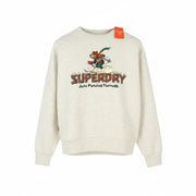 SUPERDRY Travel Postcard Graphic Crew Women Sweatshirt EU38 Cream Grey Pullover