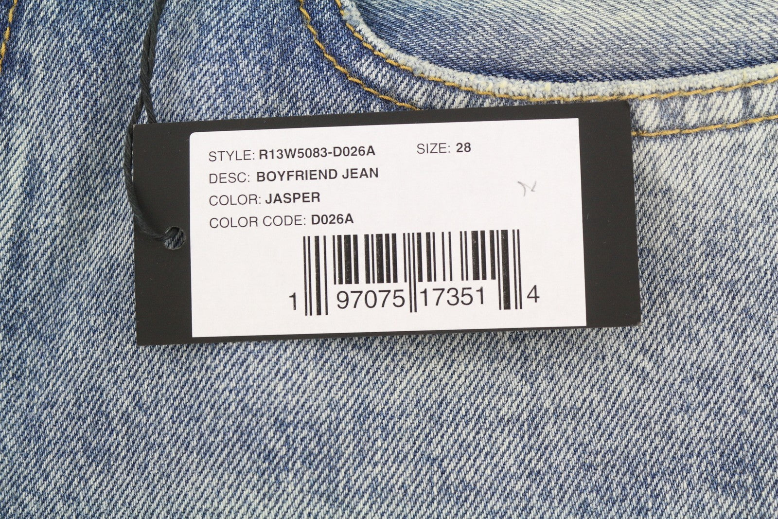 R13 Boyfriend Women Jeans 28 Jasper Cropped Ankle Faded Blue Zip FW25 RRP699