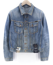 NUDIE JEANS Terry Natural Worn Men's M Blue Faded Denim Polo Button Jacket