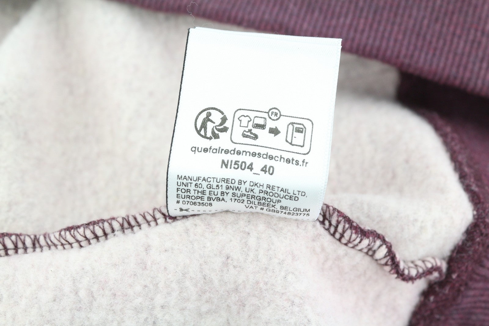 SUPERDRY Chenille VL Graphic Women Hoodie EU38 Burgundy Kangaroo Pocket Pullover