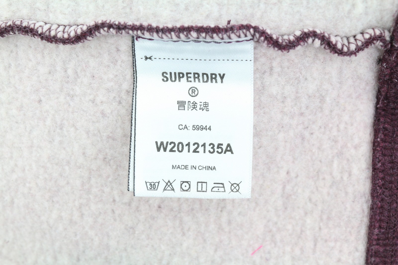 SUPERDRY Chenille VL Graphic Women Hoodie EU38 Burgundy Kangaroo Pocket Pullover