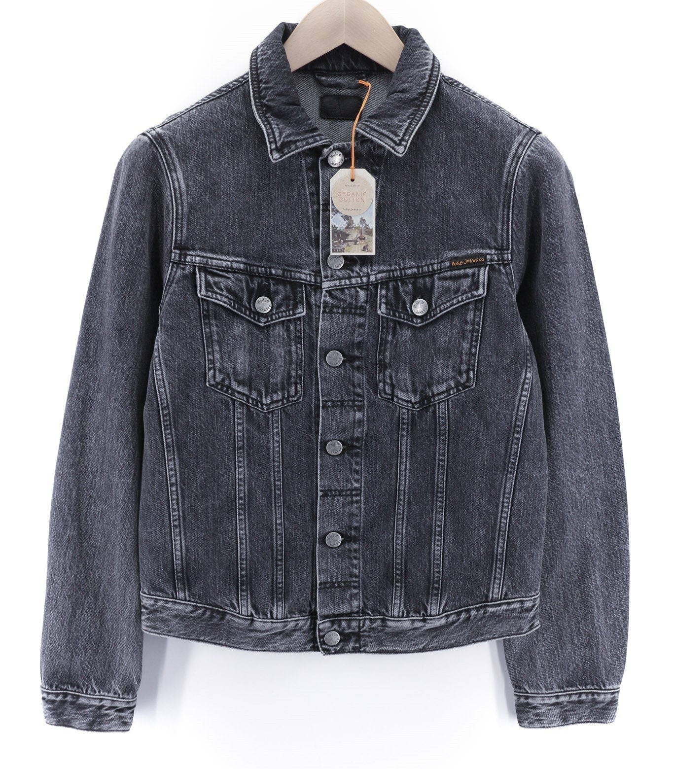 NUDIE JEANS Billy Grey Stardust Men's S Denim Button Pockets Unlined