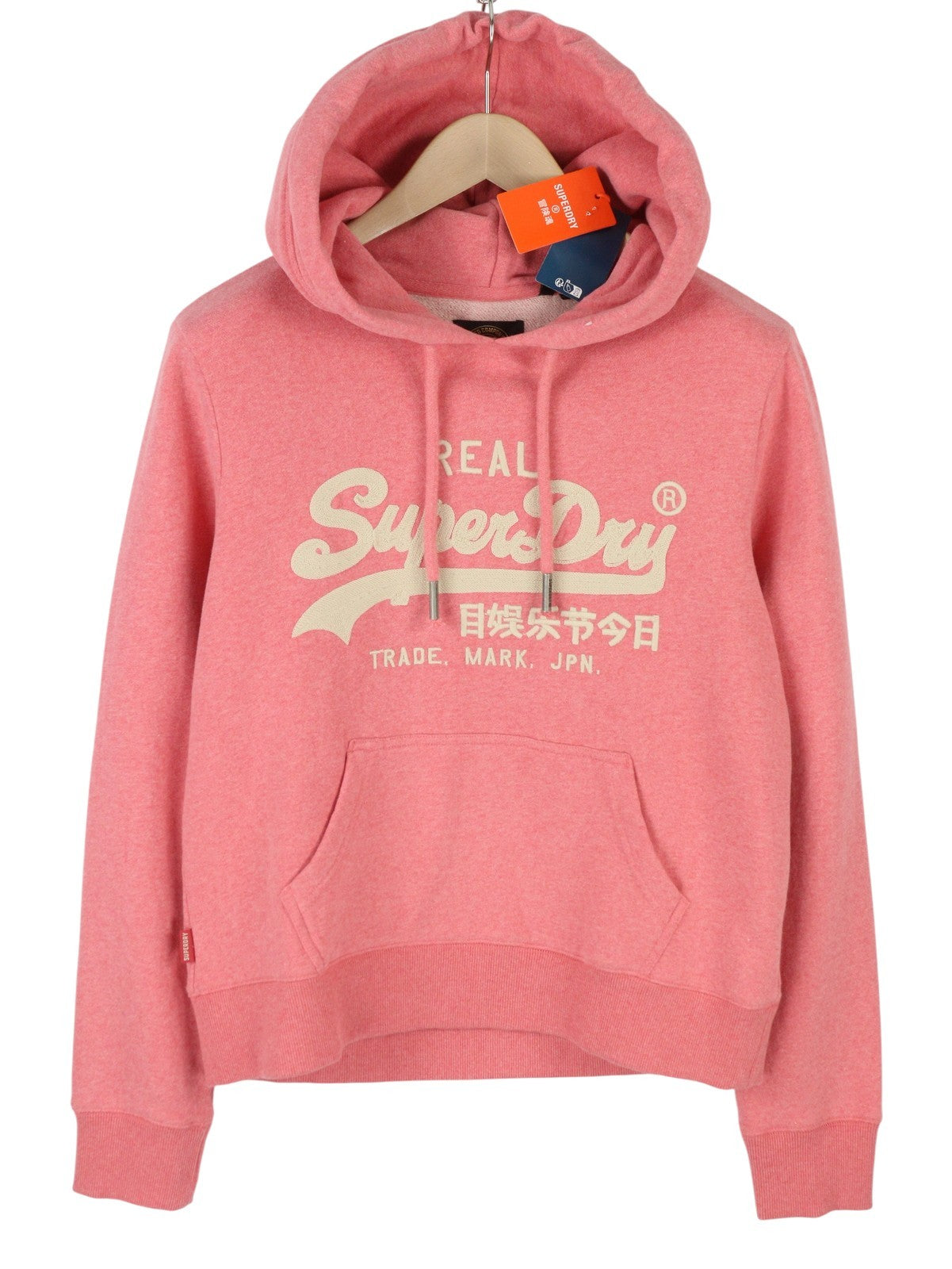 SUPERDRY Embroidered VL Graphic Women Hoodie EU38 Melange Pink Kangaroo Pullover
