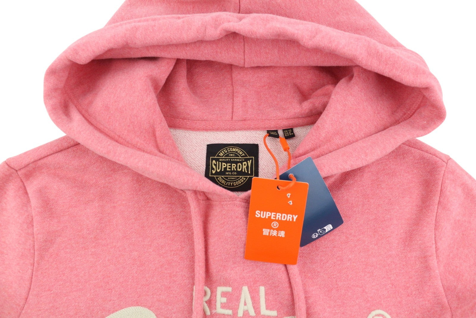 SUPERDRY Embroidered VL Graphic Women Hoodie EU38 Melange Pink Kangaroo Pullover