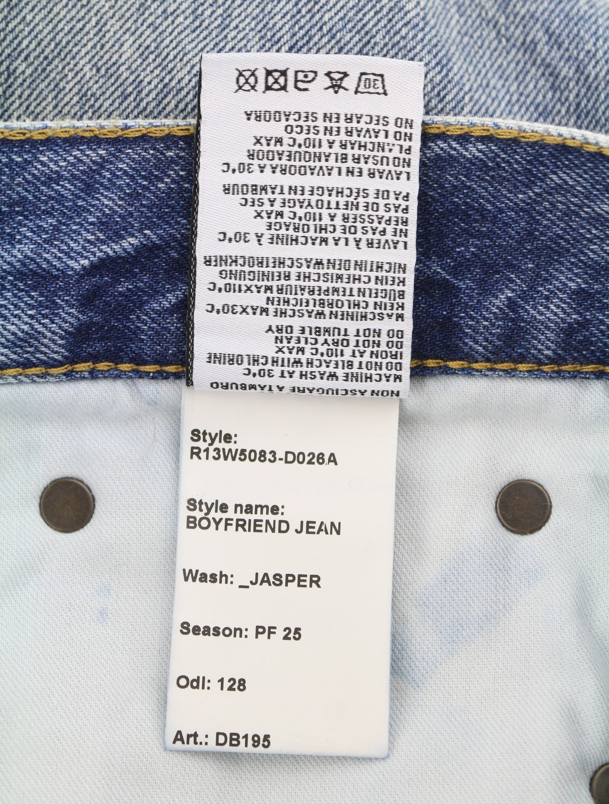 R13 Boyfriend moteriški džinsai 29 Jasper trumpinti ūsai išblukusi mėlyna PF25 RRP699 