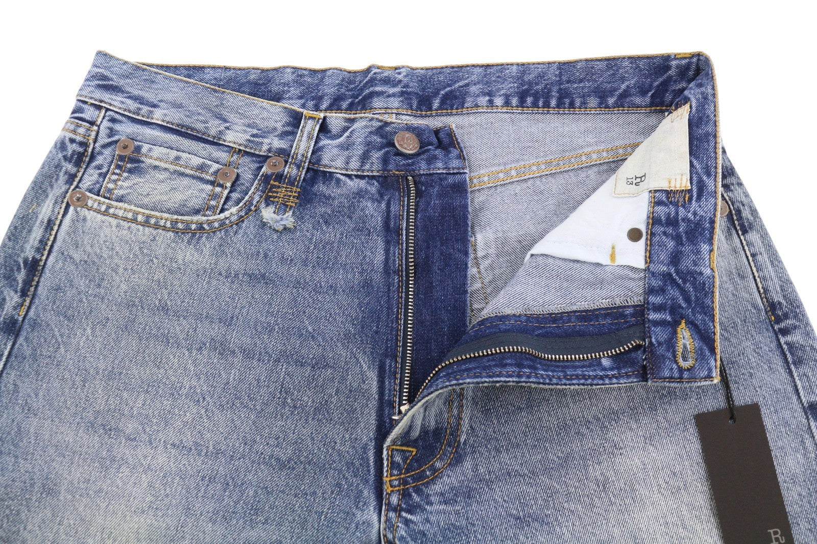 R13 Boyfriend moteriški džinsai 29 Jasper trumpinti ūsai išblukusi mėlyna PF25 RRP699 