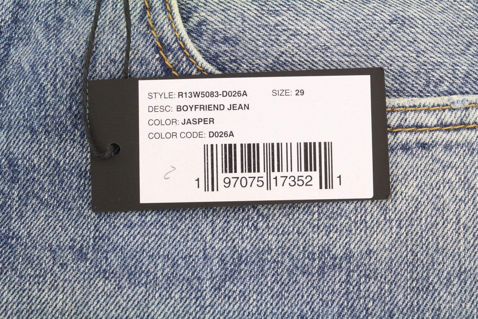 R13 Boyfriend moteriški džinsai 29 Jasper trumpinti ūsai išblukusi mėlyna PF25 RRP699 