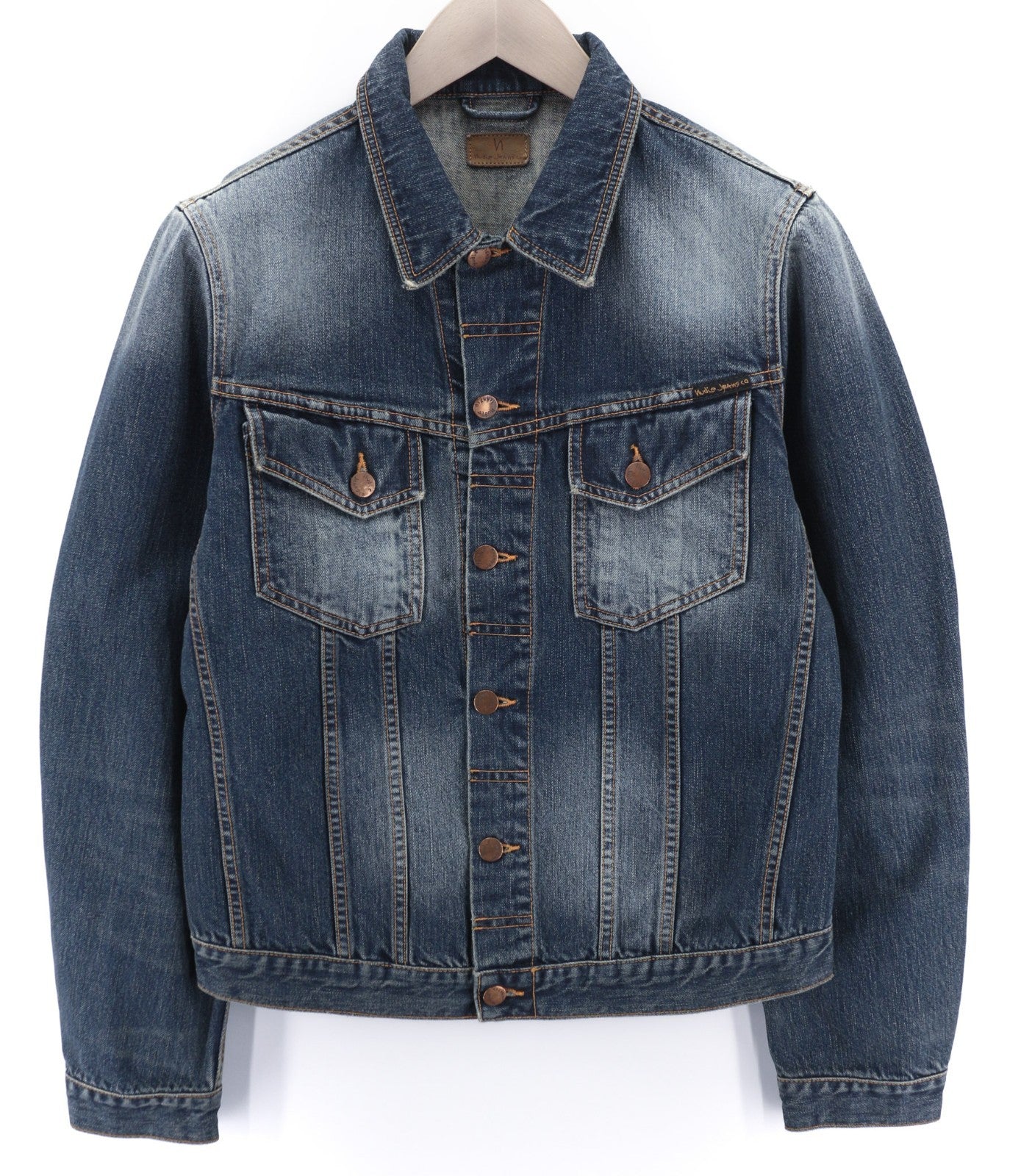 NUDIE JEANS Billy Blue Friend Men's M Denim Polo Neck Organic Cotton Jacket