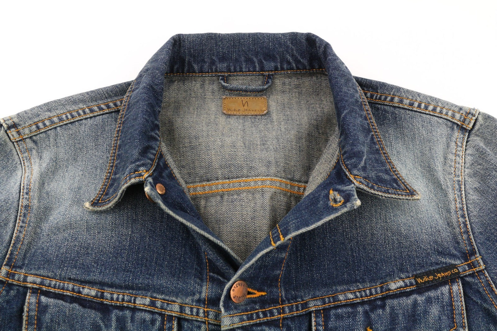 NUDIE JEANS Billy Blue Friend Men's M Denim Polo Neck Organic Cotton Jacket