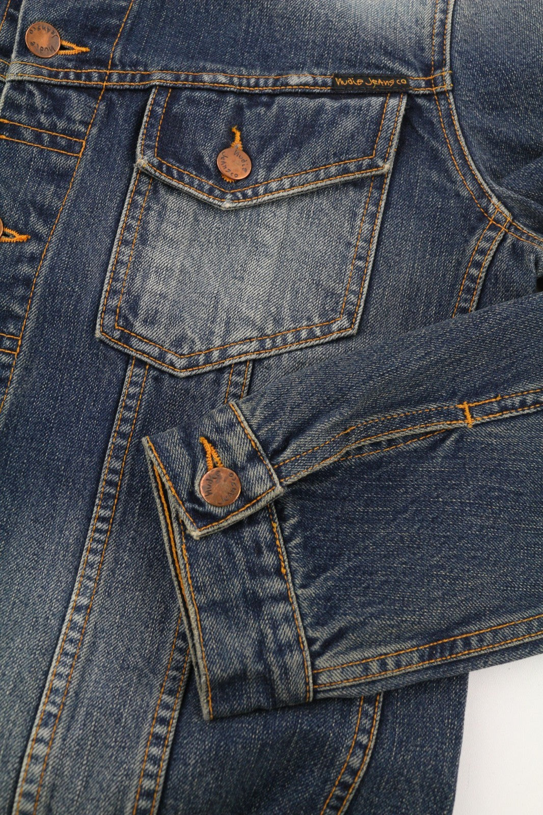 NUDIE JEANS Billy Blue Friend Men's M Denim Polo Neck Organic Cotton Jacket