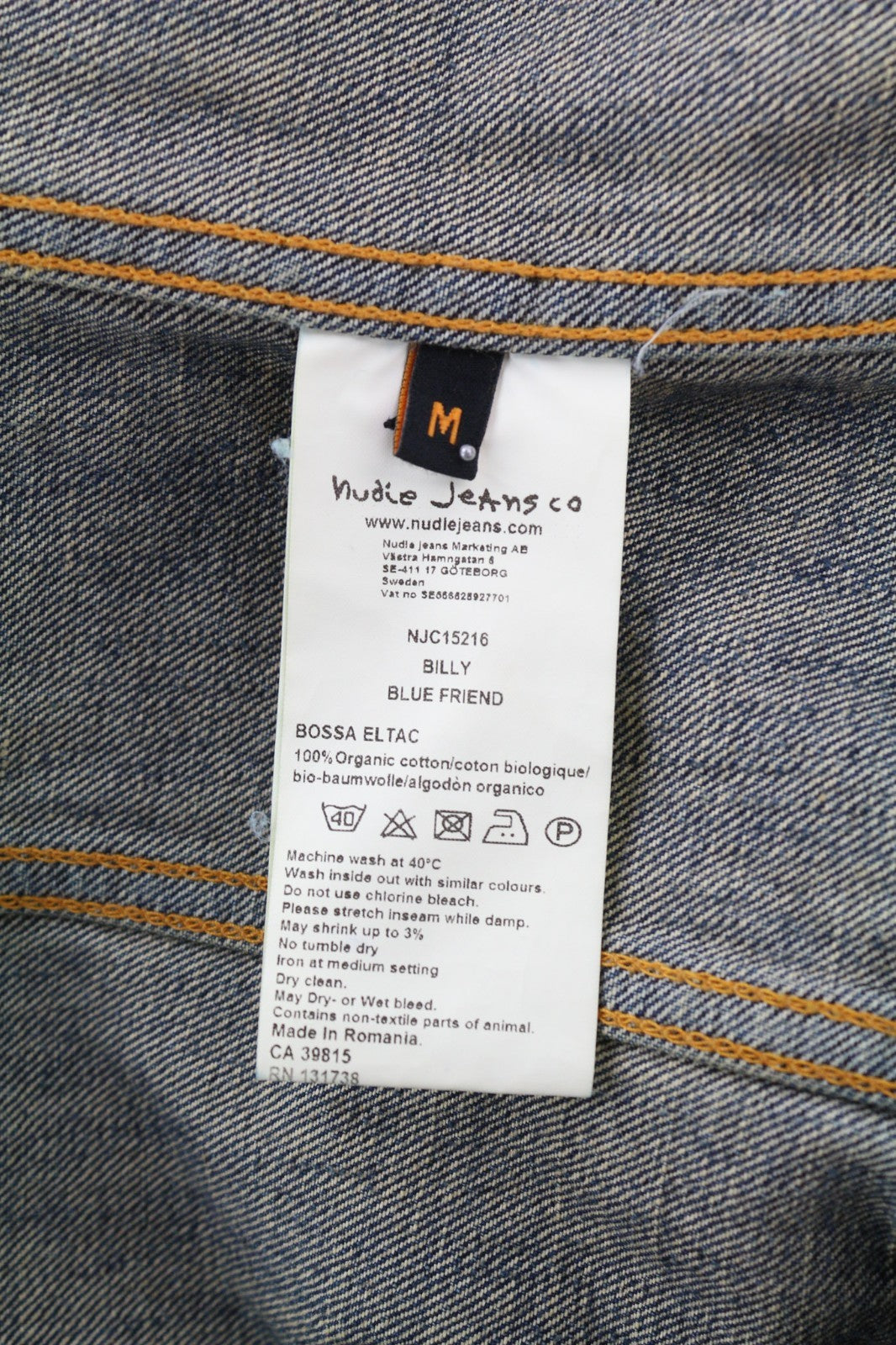 NUDIE JEANS Billy Blue Friend Men's M Denim Polo Neck Organic Cotton Jacket