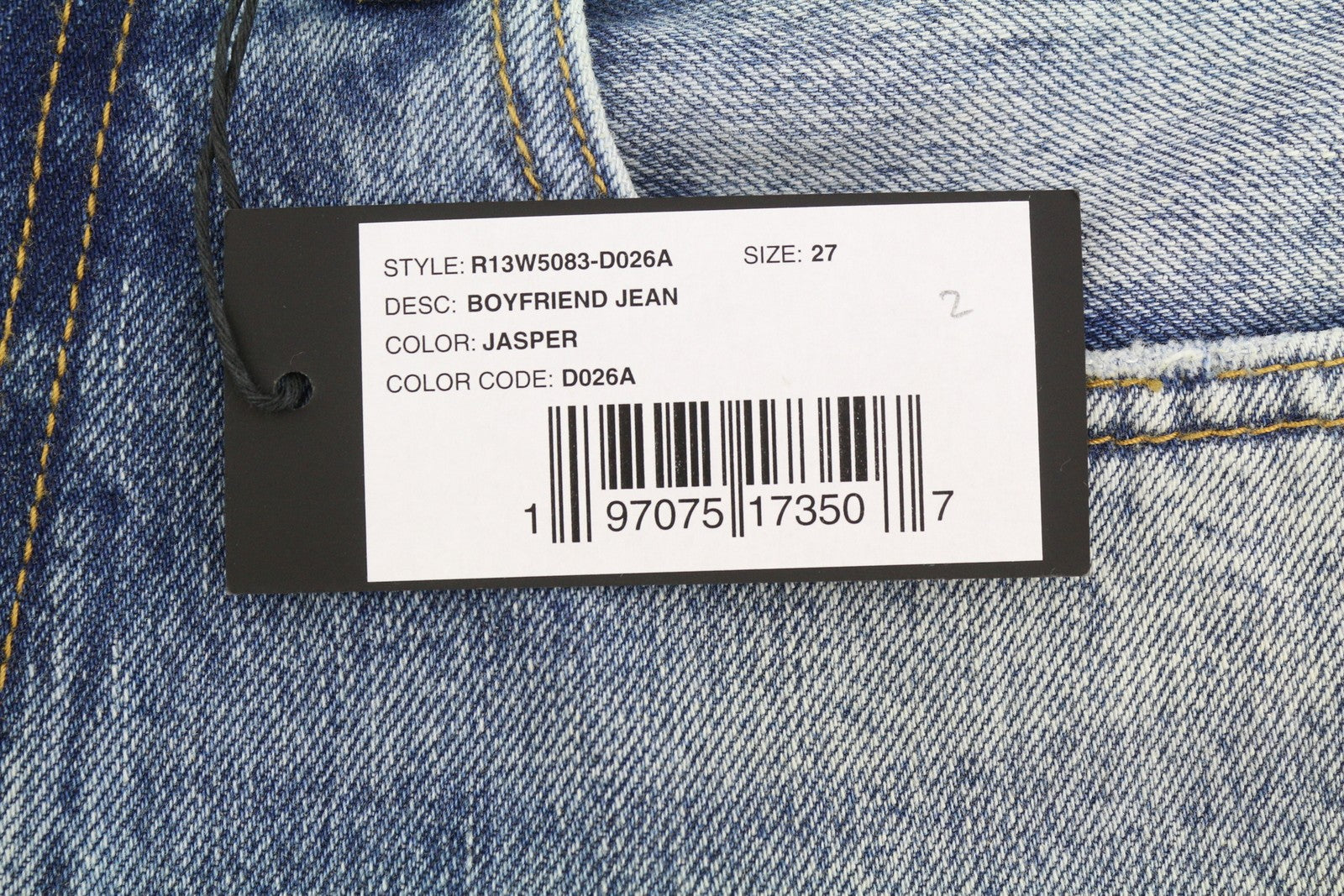 R13 Boyfriend moteriški džinsai 27 Jasper trumpinti ūsai išblukusi mėlyna PF25 RRP699 