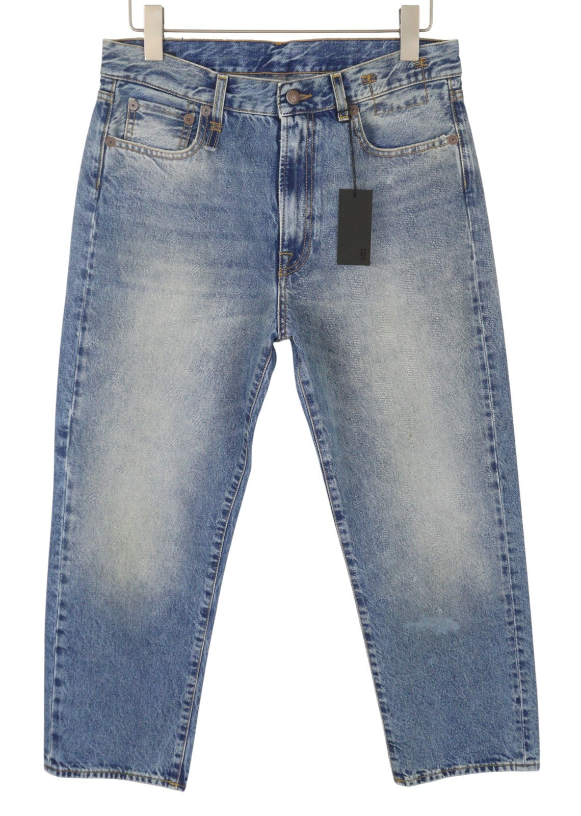 R13 Boyfriend Women Jeans 28 Jasper Cropped Whiskers Faded Blue FW25 RRP699