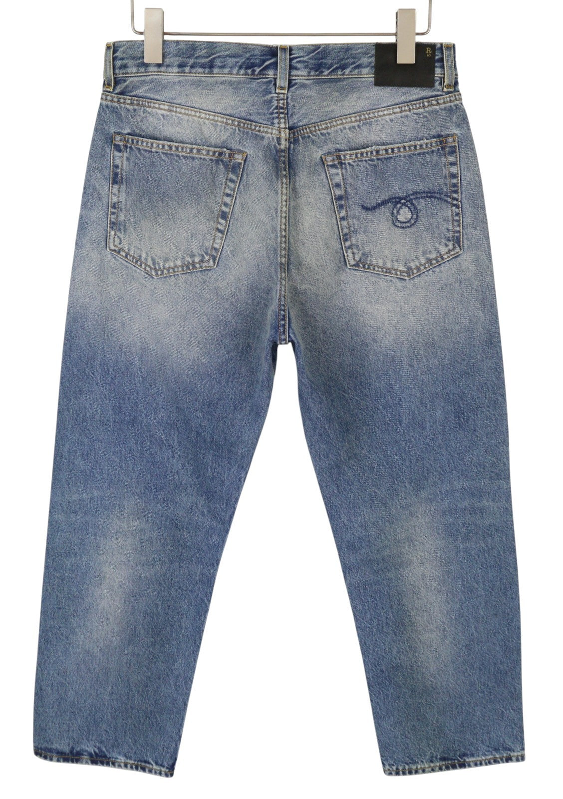 R13 Boyfriend moteriški džinsai, 28, Jasper trumpinti ūsai, išblukusi mėlyna spalva, FW25, RRP699 