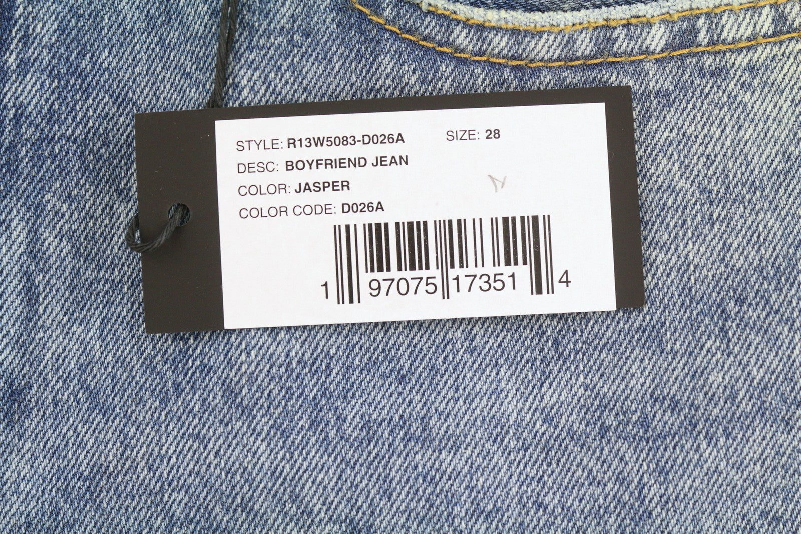 R13 Boyfriend Women Jeans 28 Jasper Cropped Whiskers Faded Blue FW25 RRP699