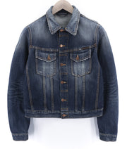 NUDIE JEANS Terry Org. Kontrastingi vyriški S dydžio mėlyni polo marškinėliai išblukinto organinio džinso 