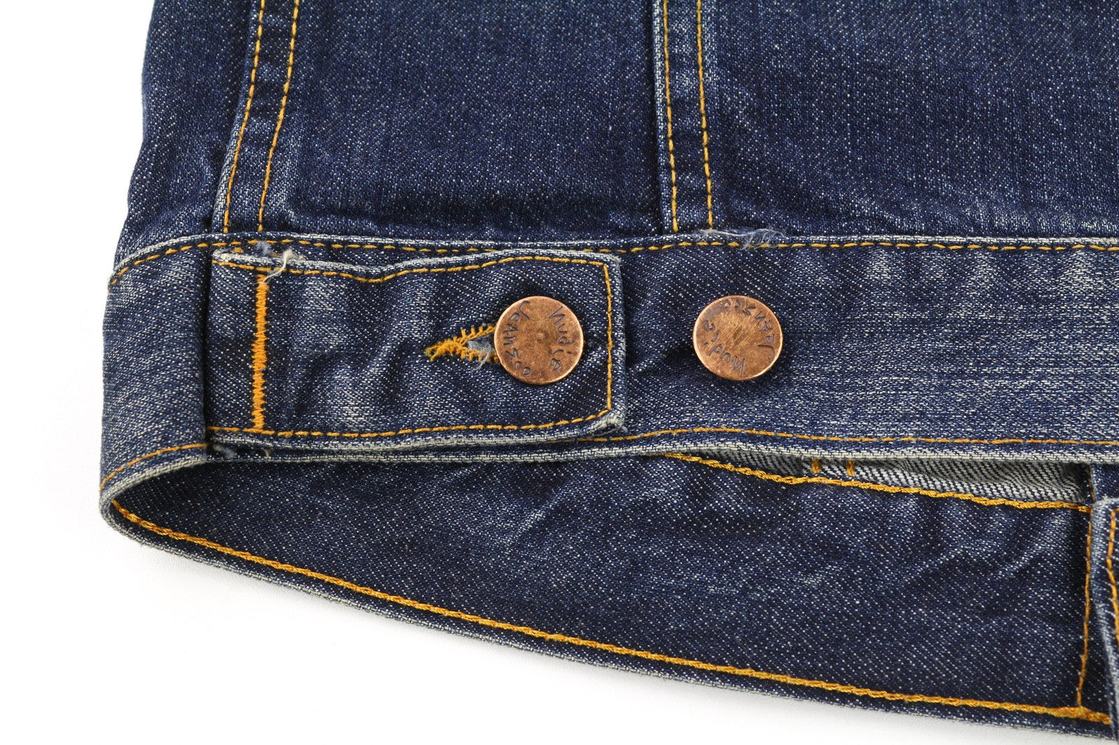 NUDIE JEANS Terry Org. Kontrastingi vyriški S dydžio mėlyni polo marškinėliai išblukinto organinio džinso 