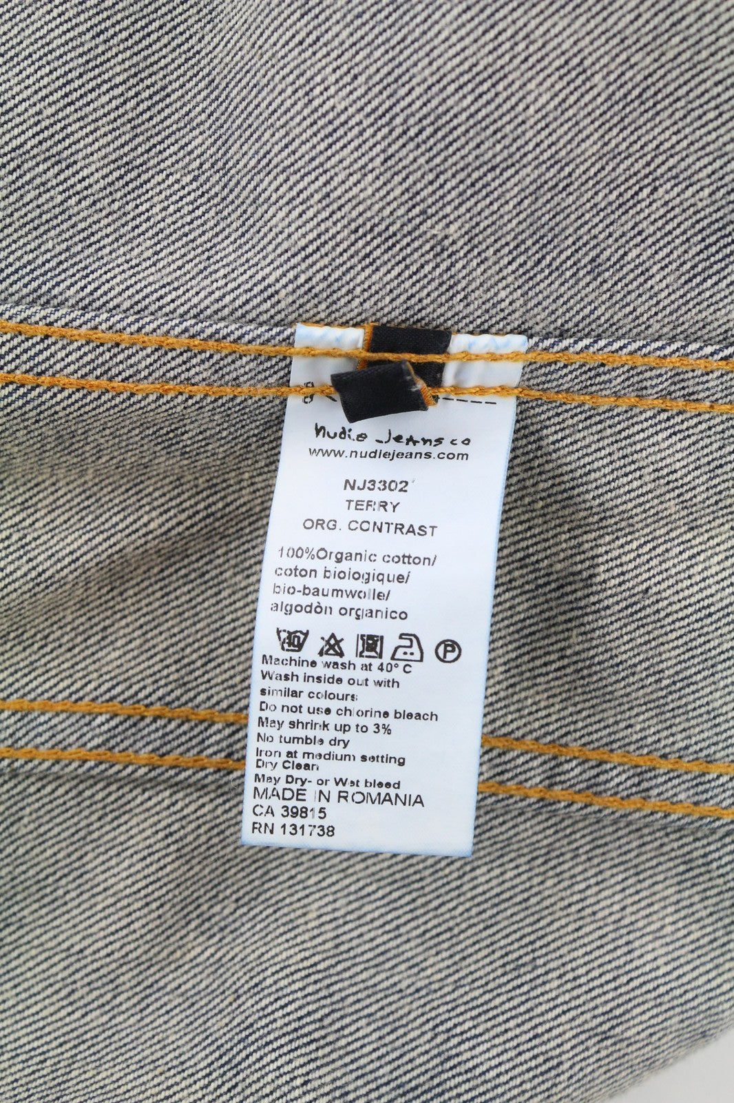 NUDIE JEANS Terry Org. Kontrastingi vyriški S dydžio mėlyni polo marškinėliai išblukinto organinio džinso 