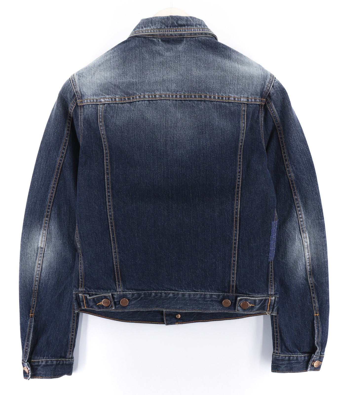 NUDIE JEANS Terry Org. Contrast Men's S Faded Denim Distressed Polo