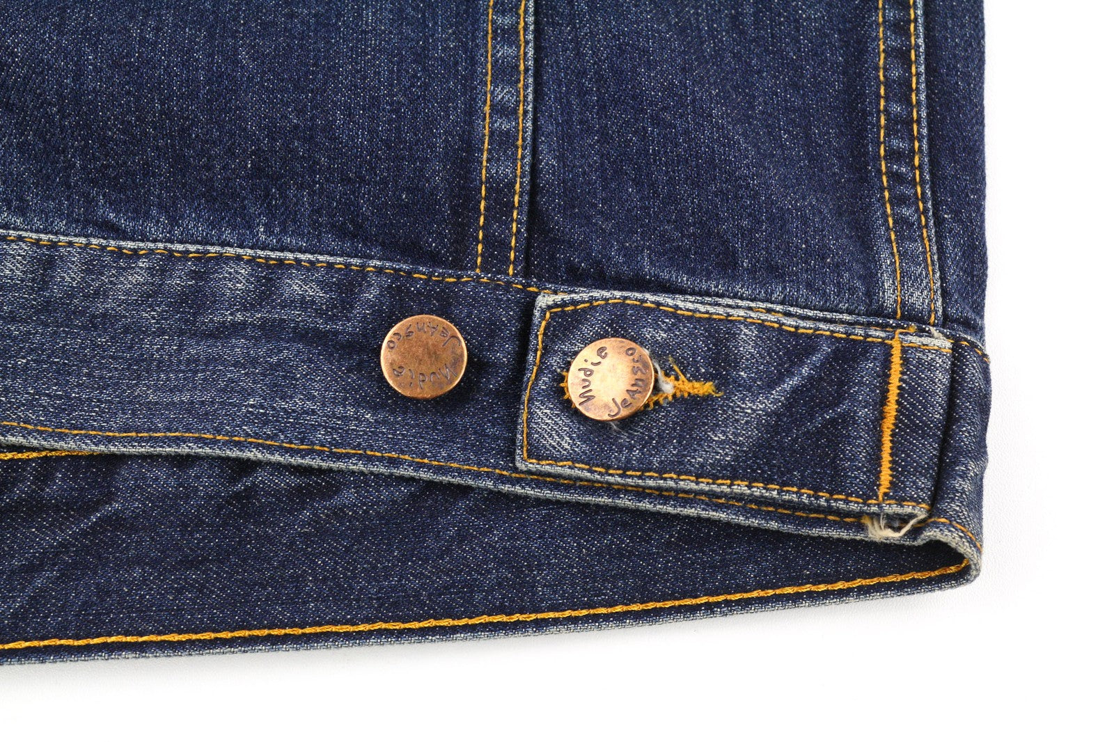 NUDIE JEANS Terry Org. Contrast Men's S Faded Denim Distressed Polo