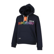 SUPERDRY Rainbow Logo Graphic Women Hoodie EU38 Blue Kangaroo Pocket Pullover