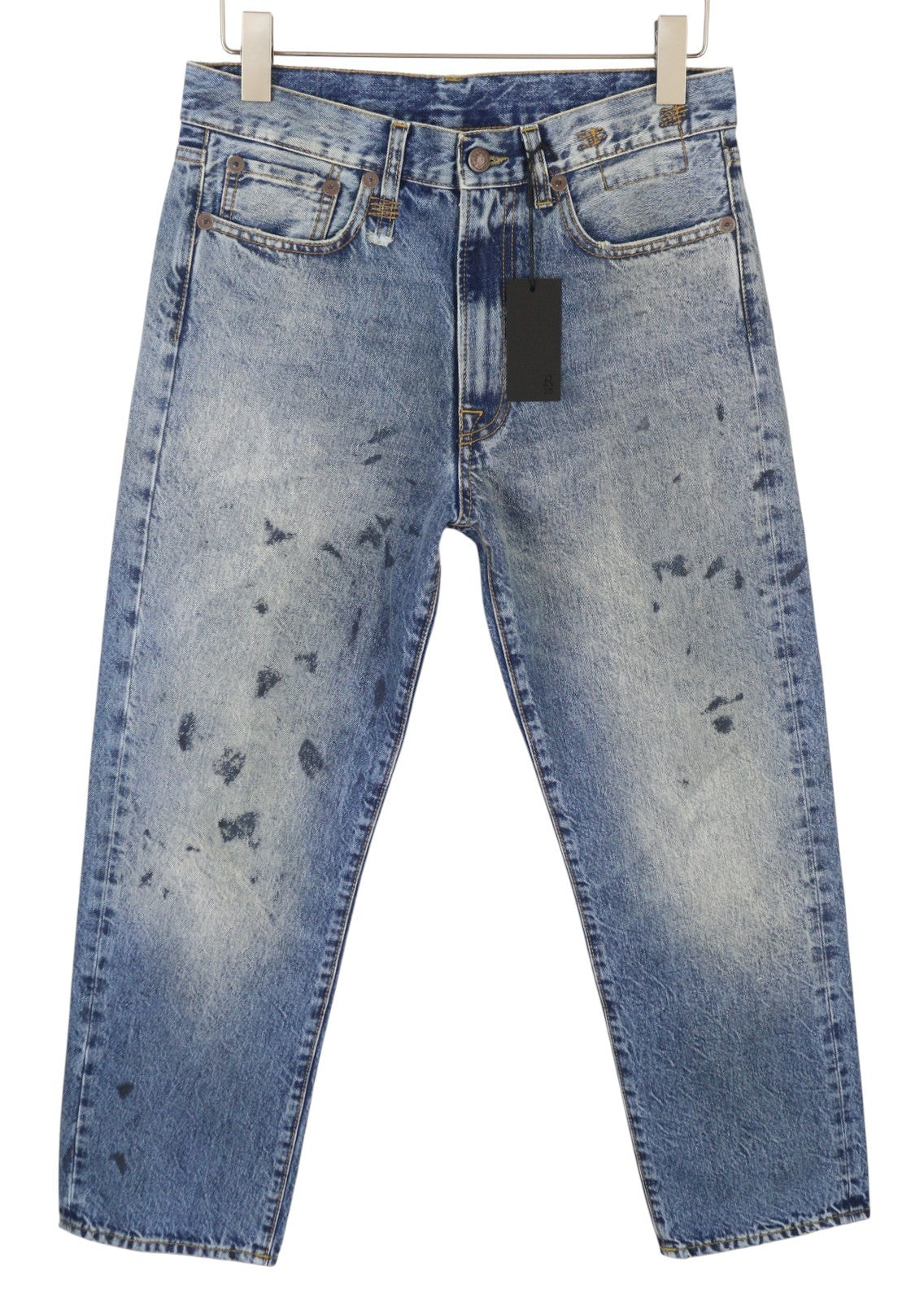 R13 Boyfriend Women Jeans 26 Jasper Cropped Whiskers Faded Blue PF25 RRP699