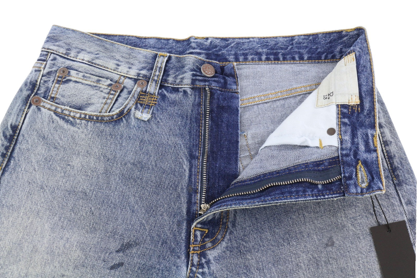 R13 Boyfriend moteriški džinsai 26 Jasper trumpinti ūsai išblukusi mėlyna PF25 RRP699 