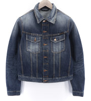 NUDIE JEANS Terry Org. Contrast Men's S Distressed Polo Faded Denim