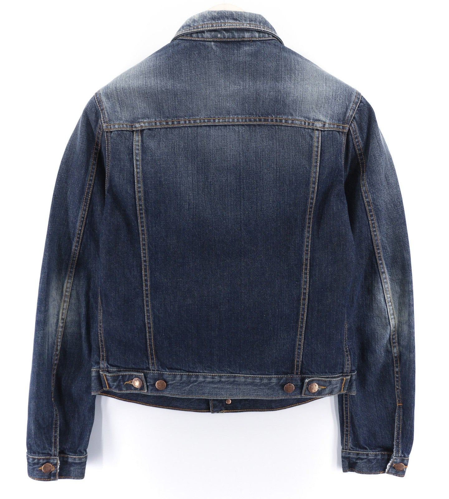 NUDIE JEANS Terry Org. Contrast Men's S Distressed Polo Faded Denim