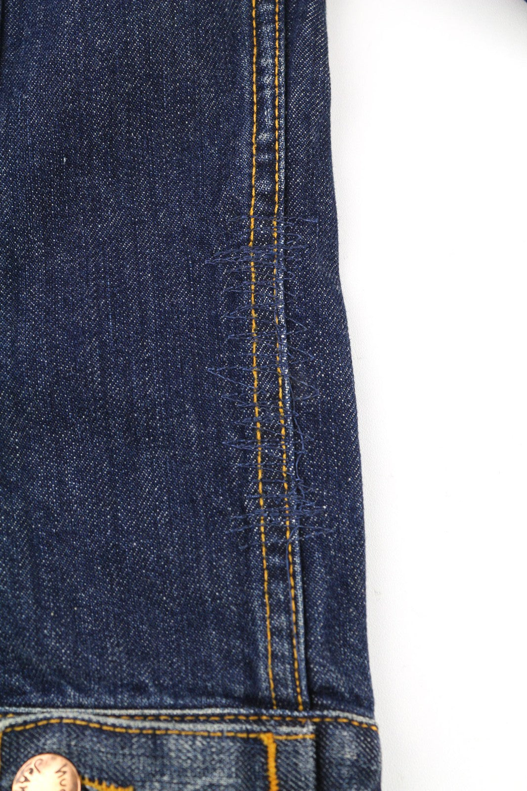 NUDIE JEANS Terry Org. Contrast Men's S Distressed Polo Faded Denim