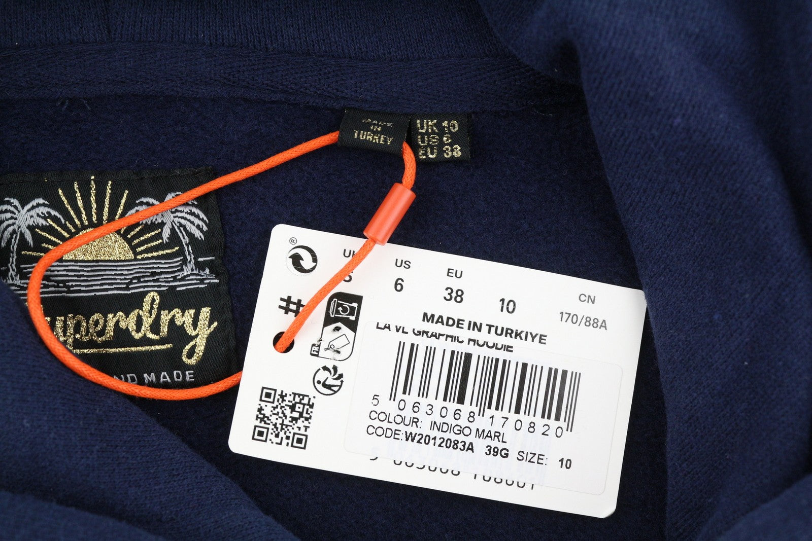 SUPERDRY La VL Graphic Women Hoodie EU38 Dark Blue Kangaroo Pocket Pullover