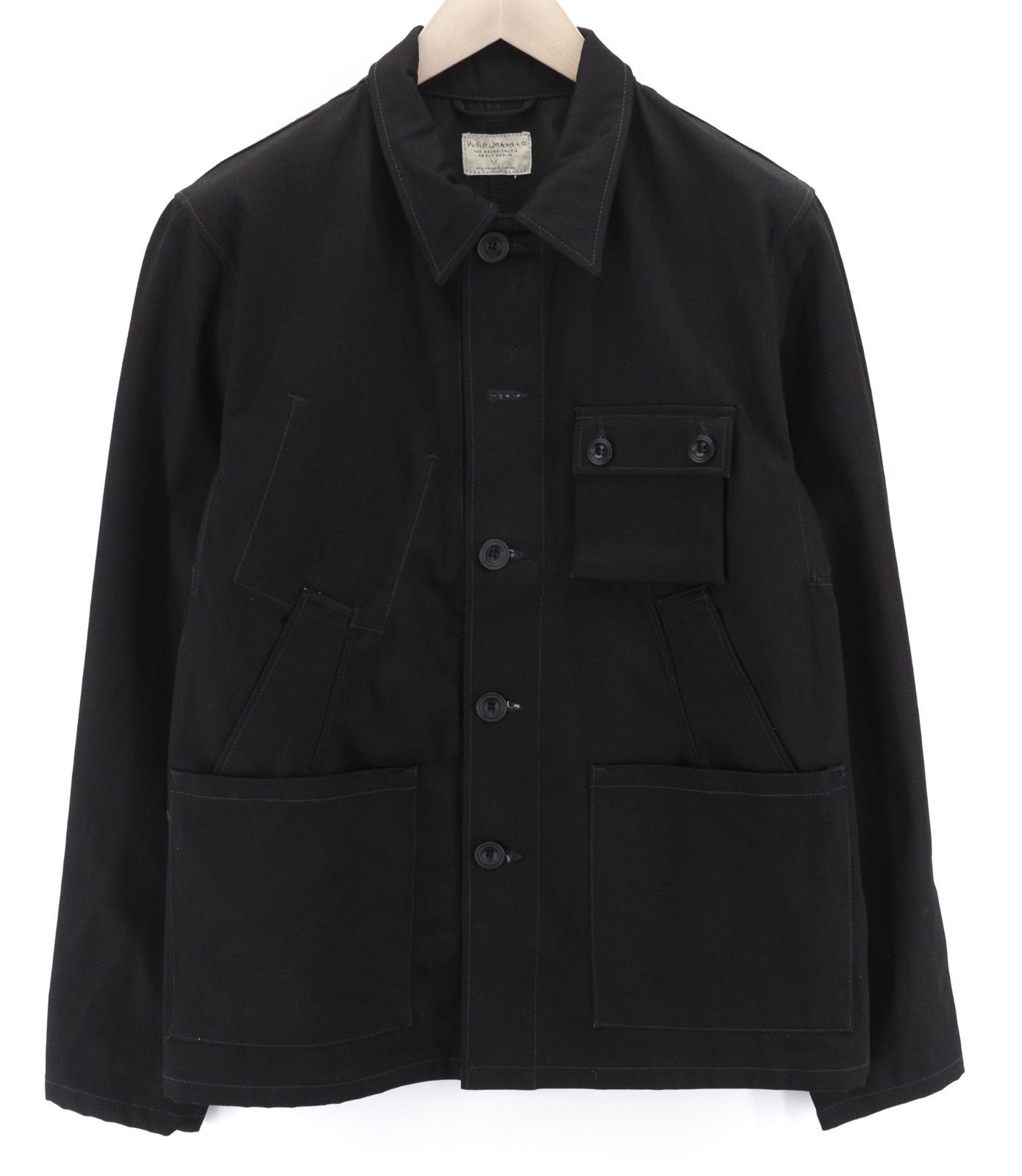 NUDIE JEANS 81715 Men's M Black Denim Polo Neck Organic Cotton Jacket