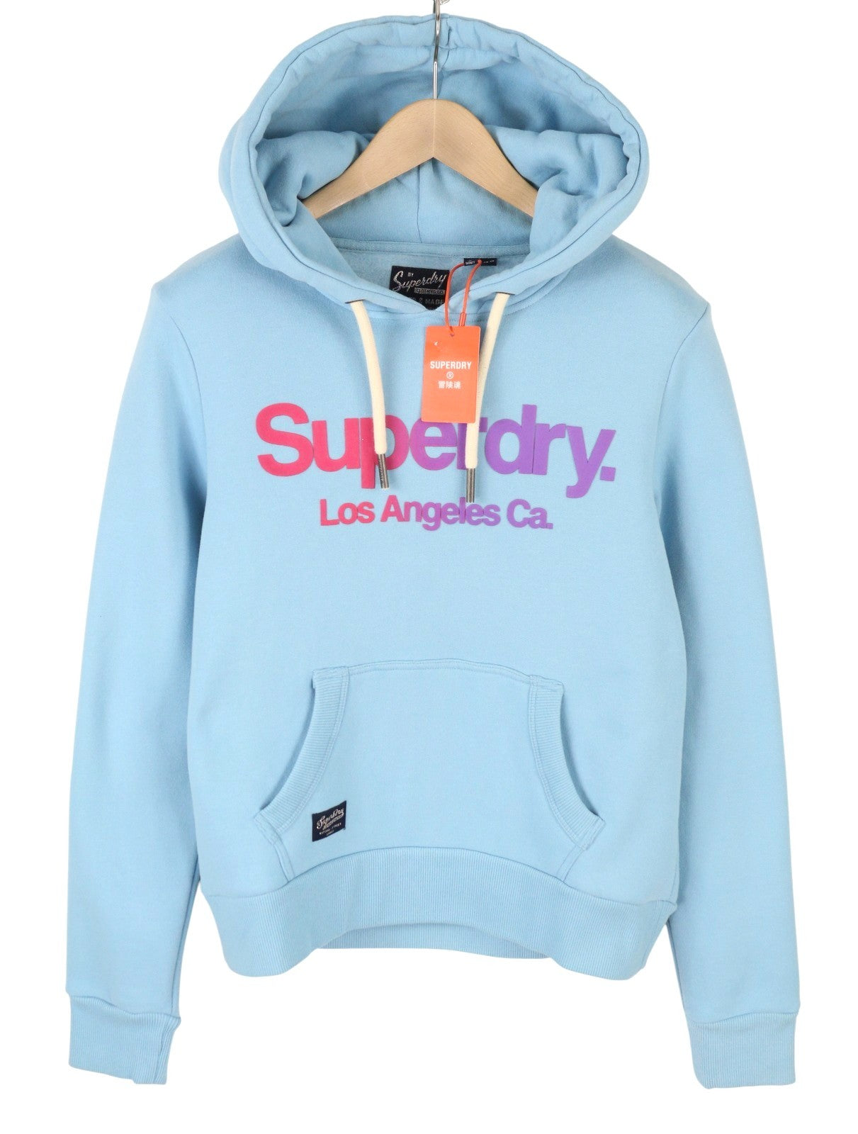 SUPERDRY Tonal Rainbow Core Logo Women Hoodie EU38 Blue Kangaroo Pocket Pullover