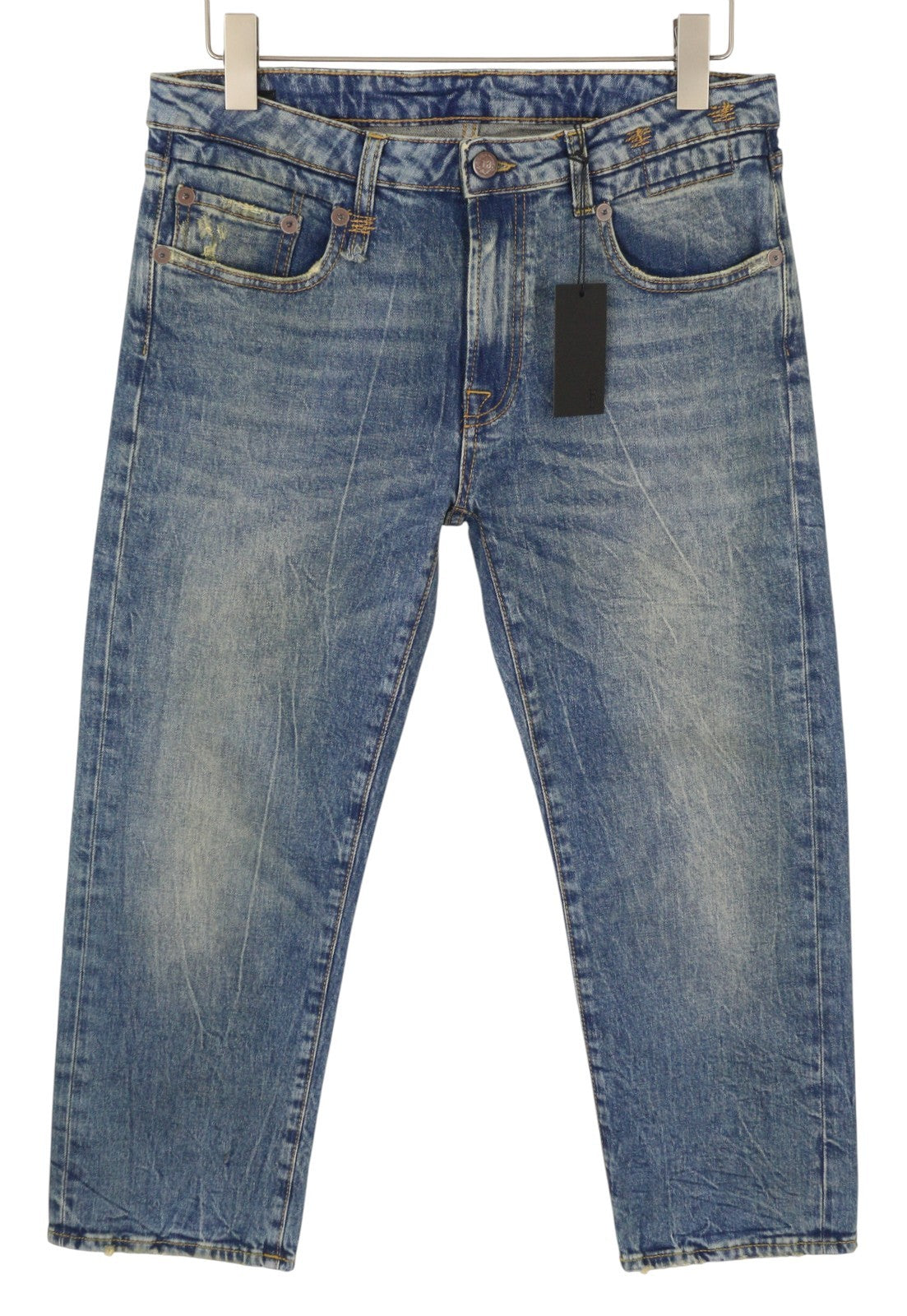 R13 Boy Straight Women Jeans 31 Kelly Stretch Cropped Faded Blue FW25 RRP699