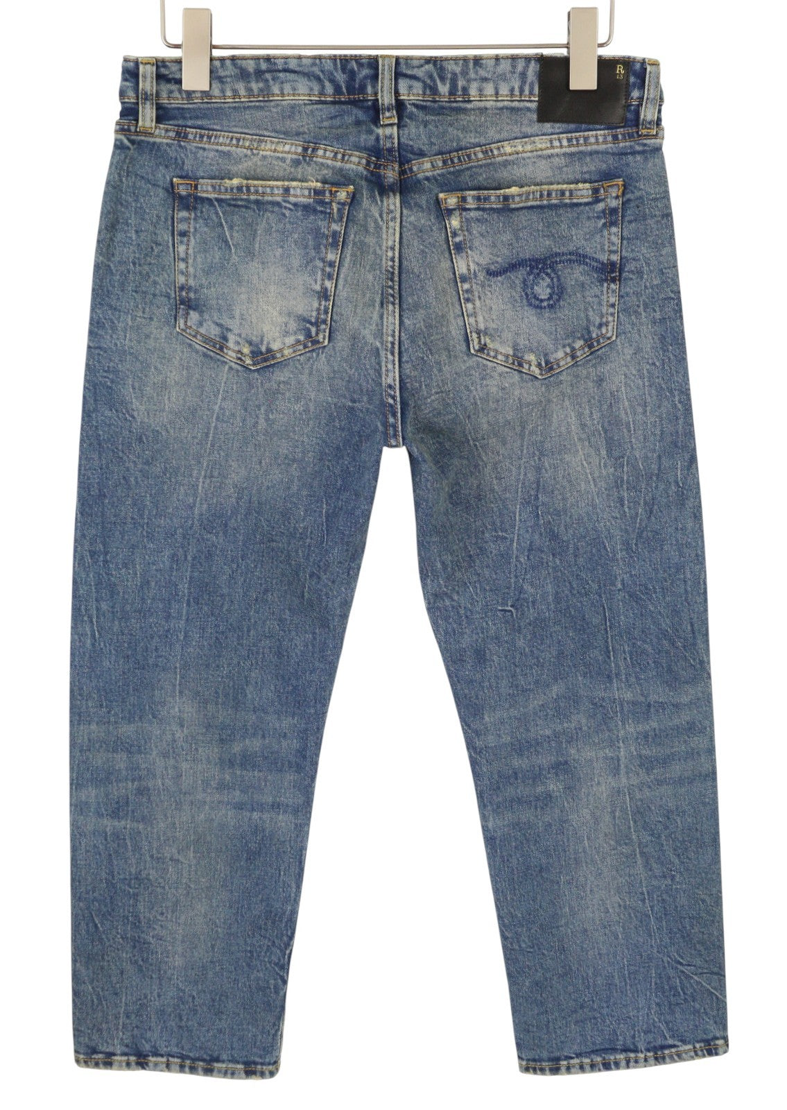 R13 Boy Straight Women Jeans 31 Kelly Stretch Cropped Faded Blue FW25 RRP699