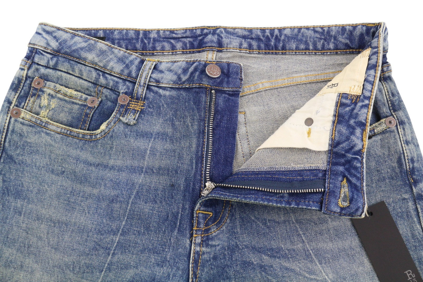 R13 Boy Straight Women Jeans 31 Kelly Stretch Cropped Faded Blue FW25 RRP699