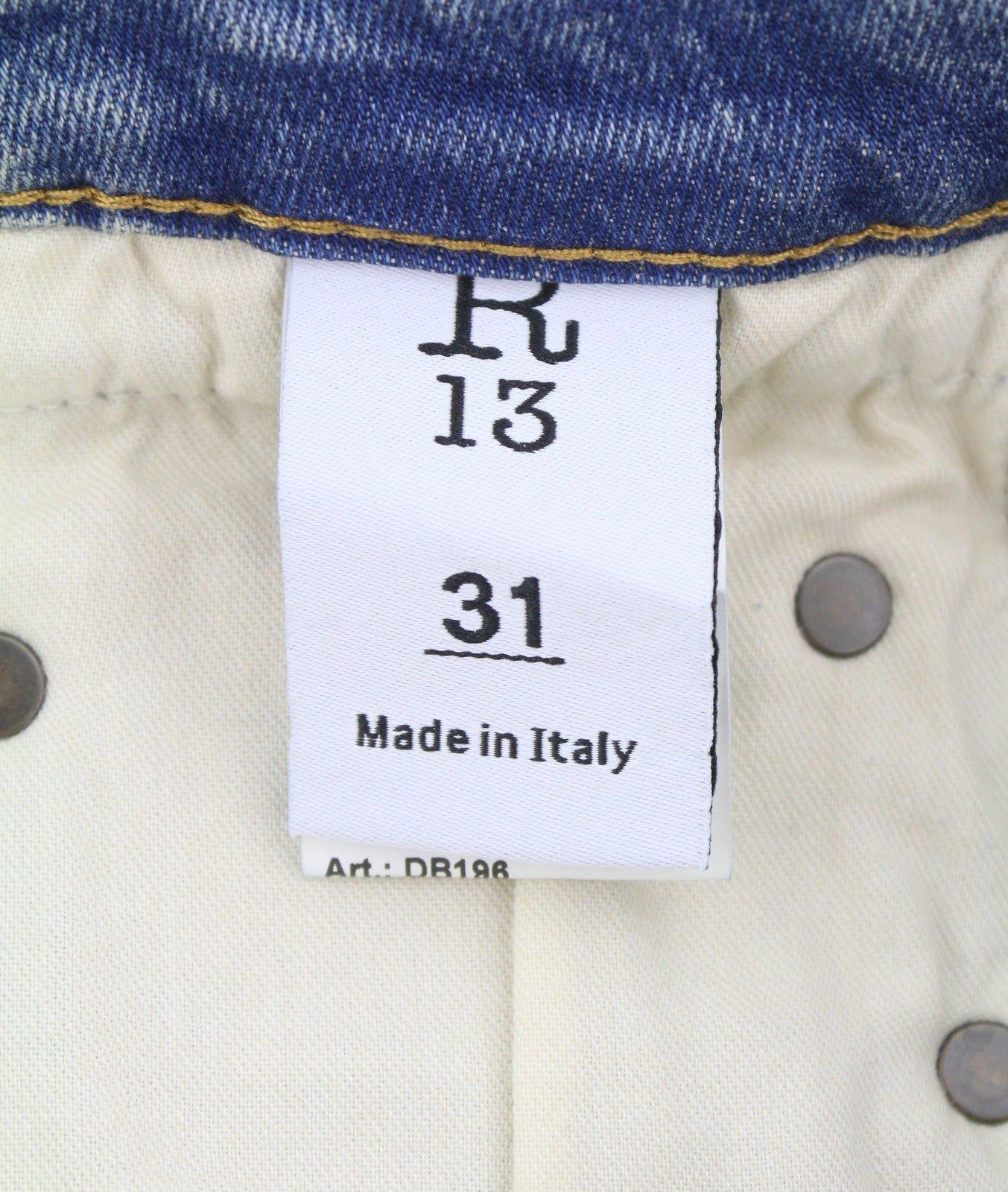 R13 Boy Straight Women Jeans 31 Kelly Stretch Cropped Faded Blue FW25 RRP699