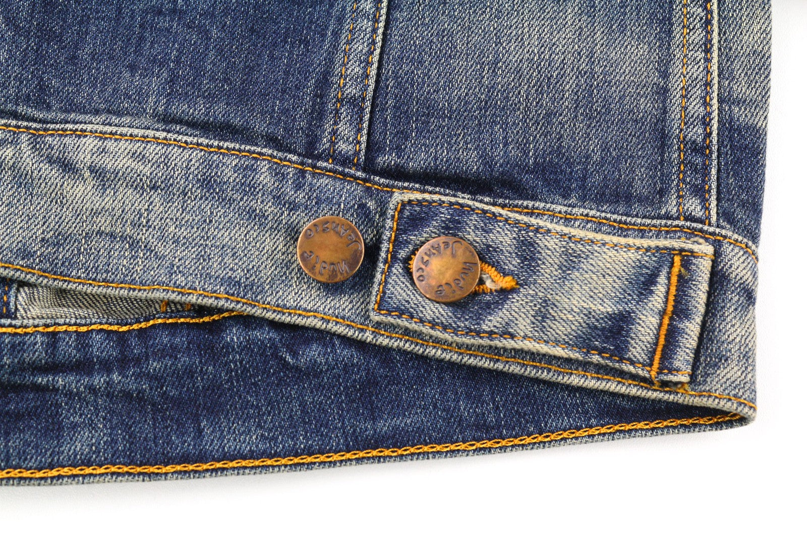 NUDIE JEANS Men's S Blue Distressed Denim Polo Neck Button Jacket