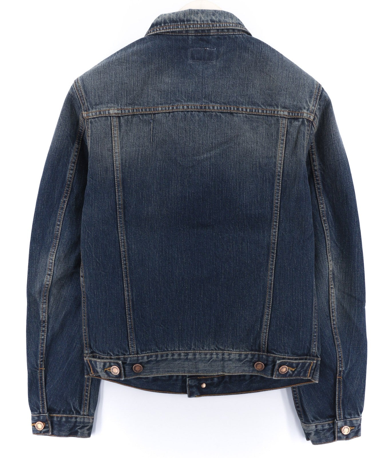 NUDIE JEANS Billy Dark Authentic Men's S Blue Denim Polo Unlined Logo