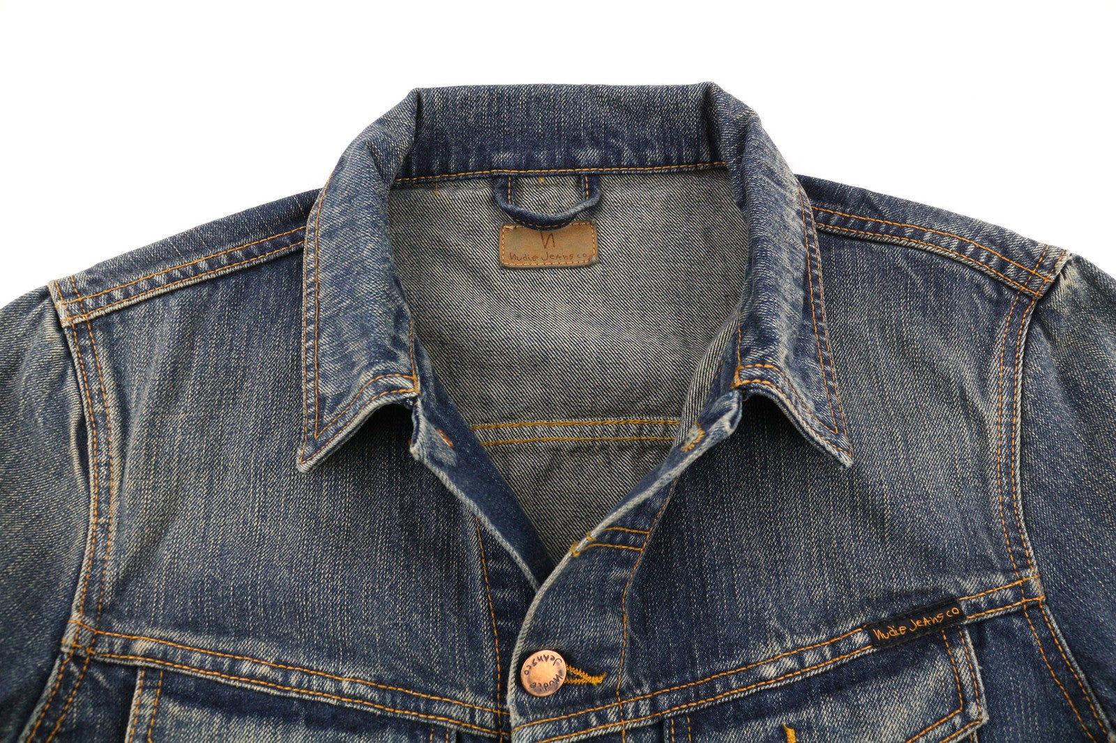 NUDIE JEANS Billy Dark Authentic vyriški mėlyni džinsiniai polo marškinėliai be pamušalo. 