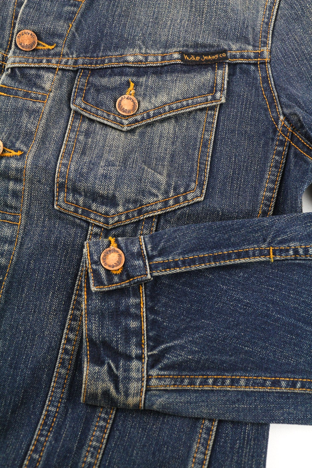 NUDIE JEANS Billy Dark Authentic vyriški mėlyni džinsiniai polo marškinėliai be pamušalo. 